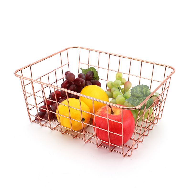 Rose gold metal wire fruit and vegetable storage basket