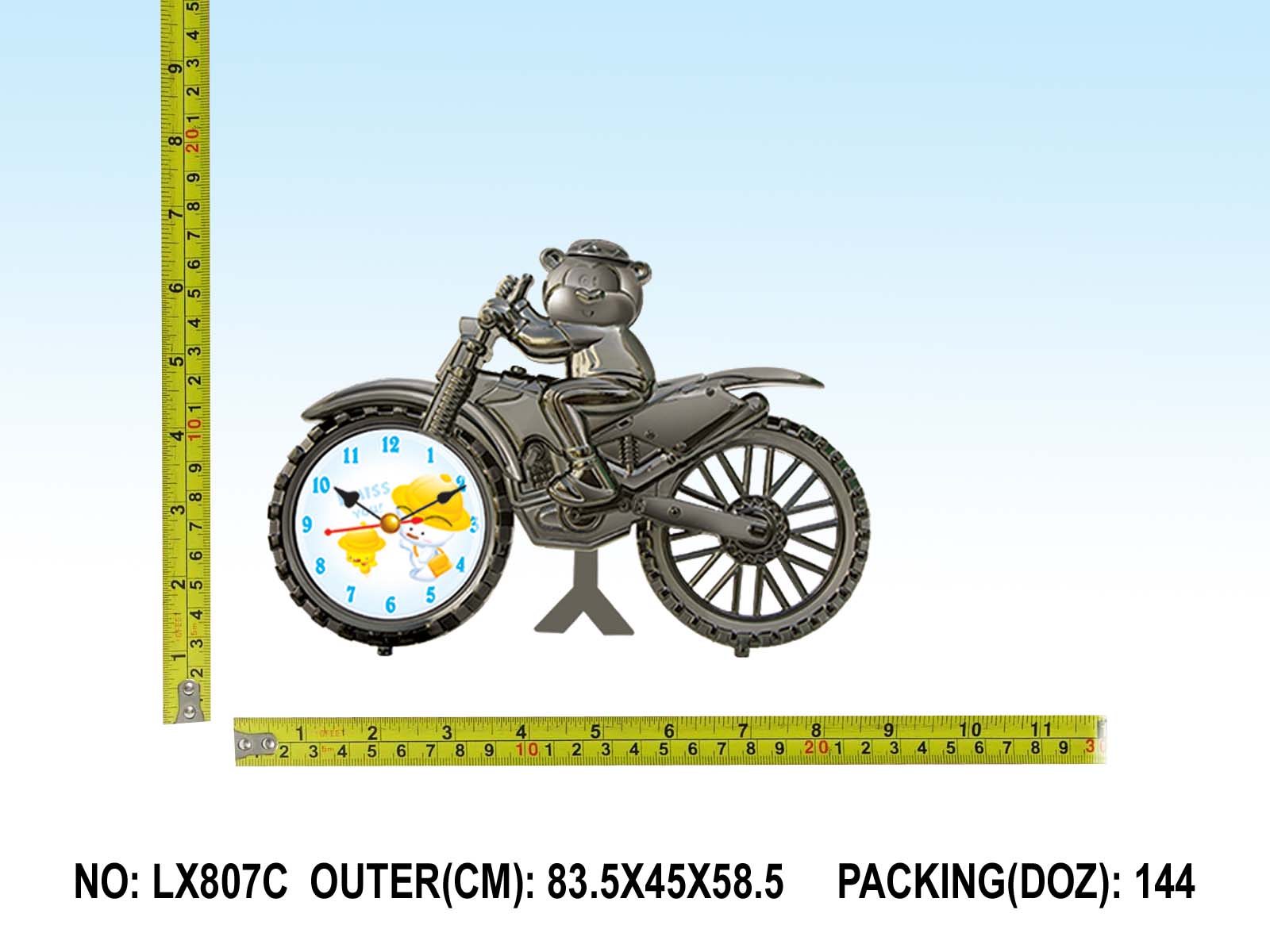 Small bear motorcycle clock