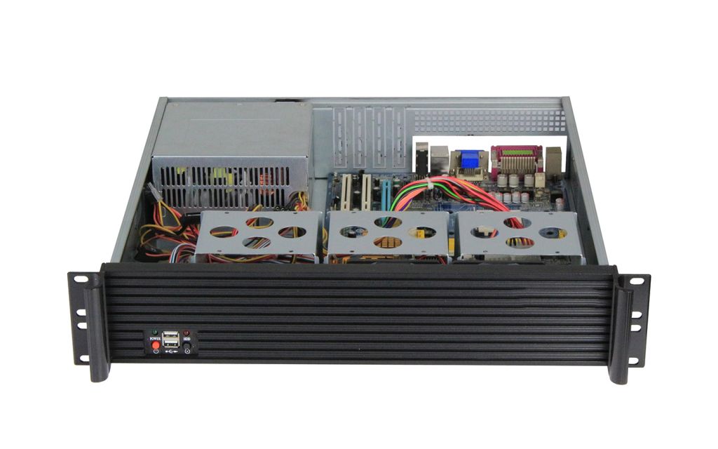 2U Server case industrial chassis 1.0mm SGCC fingerprint resistant, aluminum front panel, mounting ears and handles