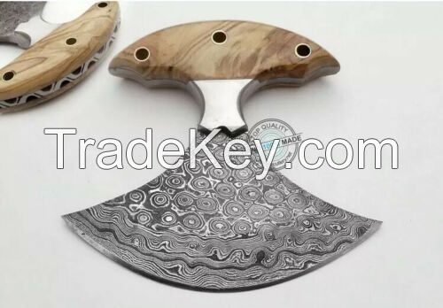 Cuatom Handmade Damascus Steel Mini ULU Axe Camping Crafts Collectible Gift