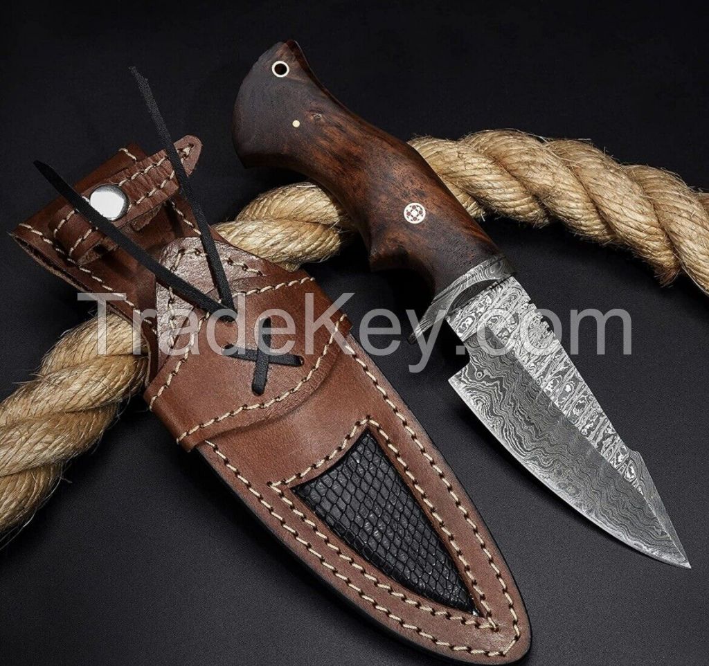 Hunting Bushcraft Knife Forged Damascus Steel Survival Edc Knife