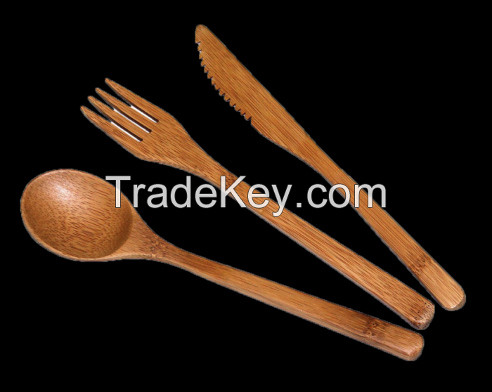 Eco-Friendly Bamboo Kitchen Dinner Tableware Cutlery Set