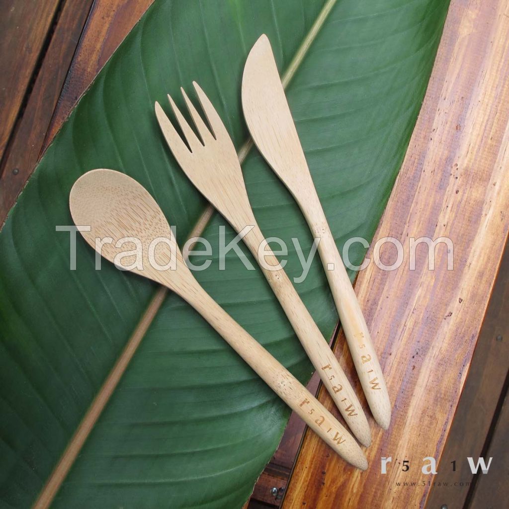 Eco-Friendly Bamboo Kitchen Dinner Tableware Cutlery Set