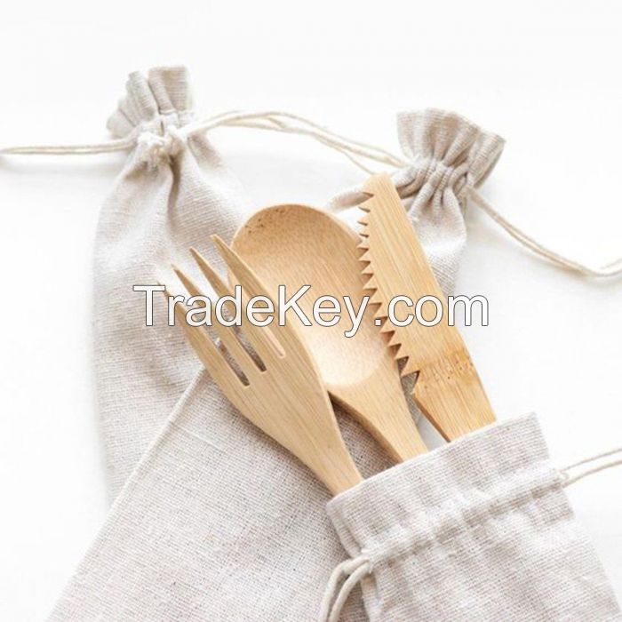 Biodegradable Eco-friendly Nature Reusable Bamboo Cutlery Set