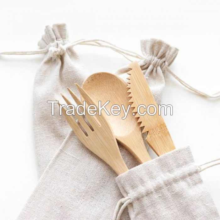 Eco-Friendly Bamboo Kitchen Dinner Tableware Cutlery Set