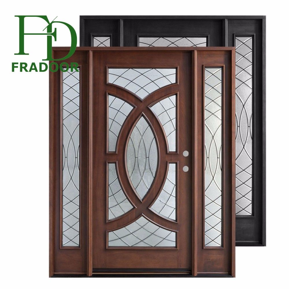 Elegent Villa Double Entrance Solid Wooden Door with Timeproof Lock