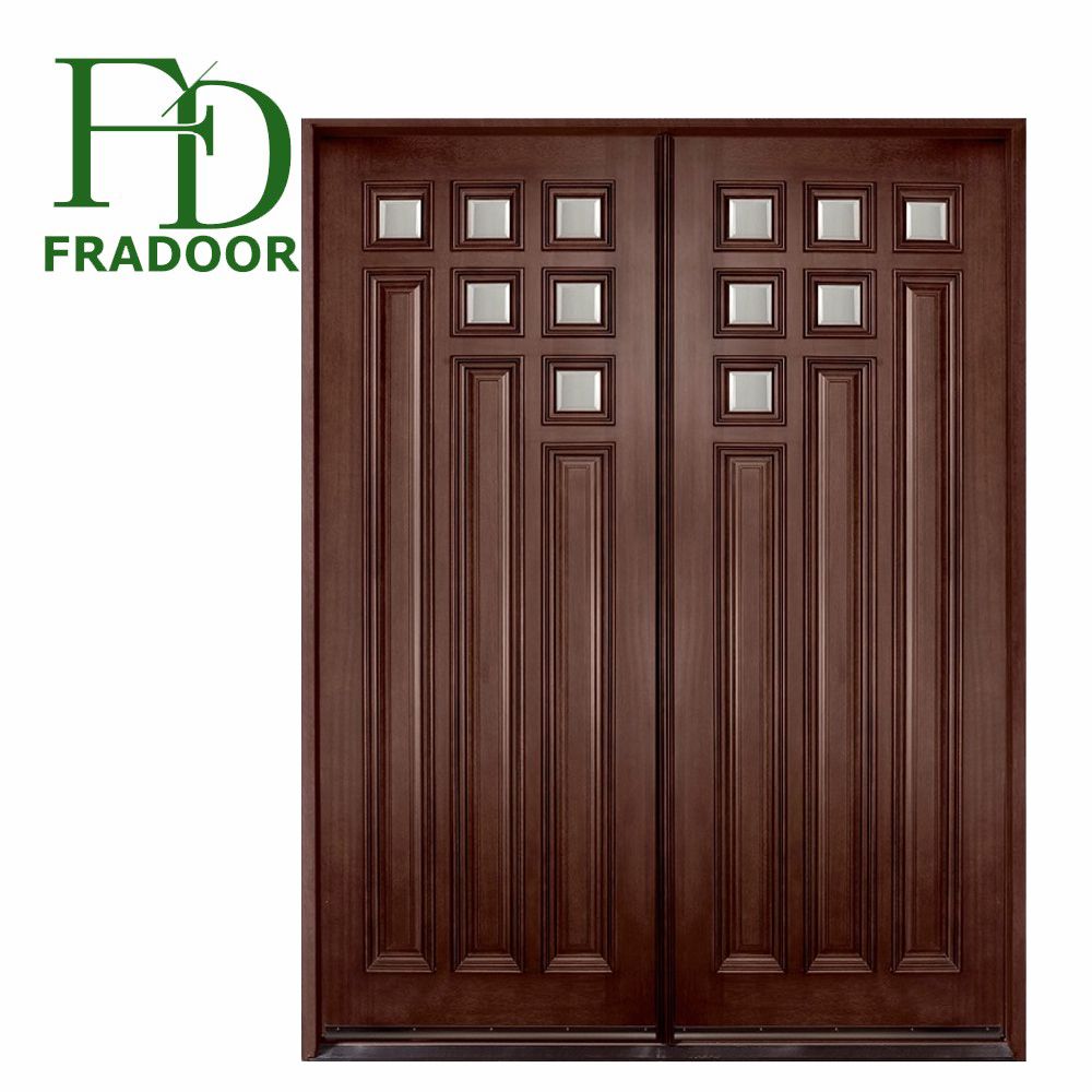 Elegent Villa Double Entrance Solid Wooden Door with Timeproof Lock