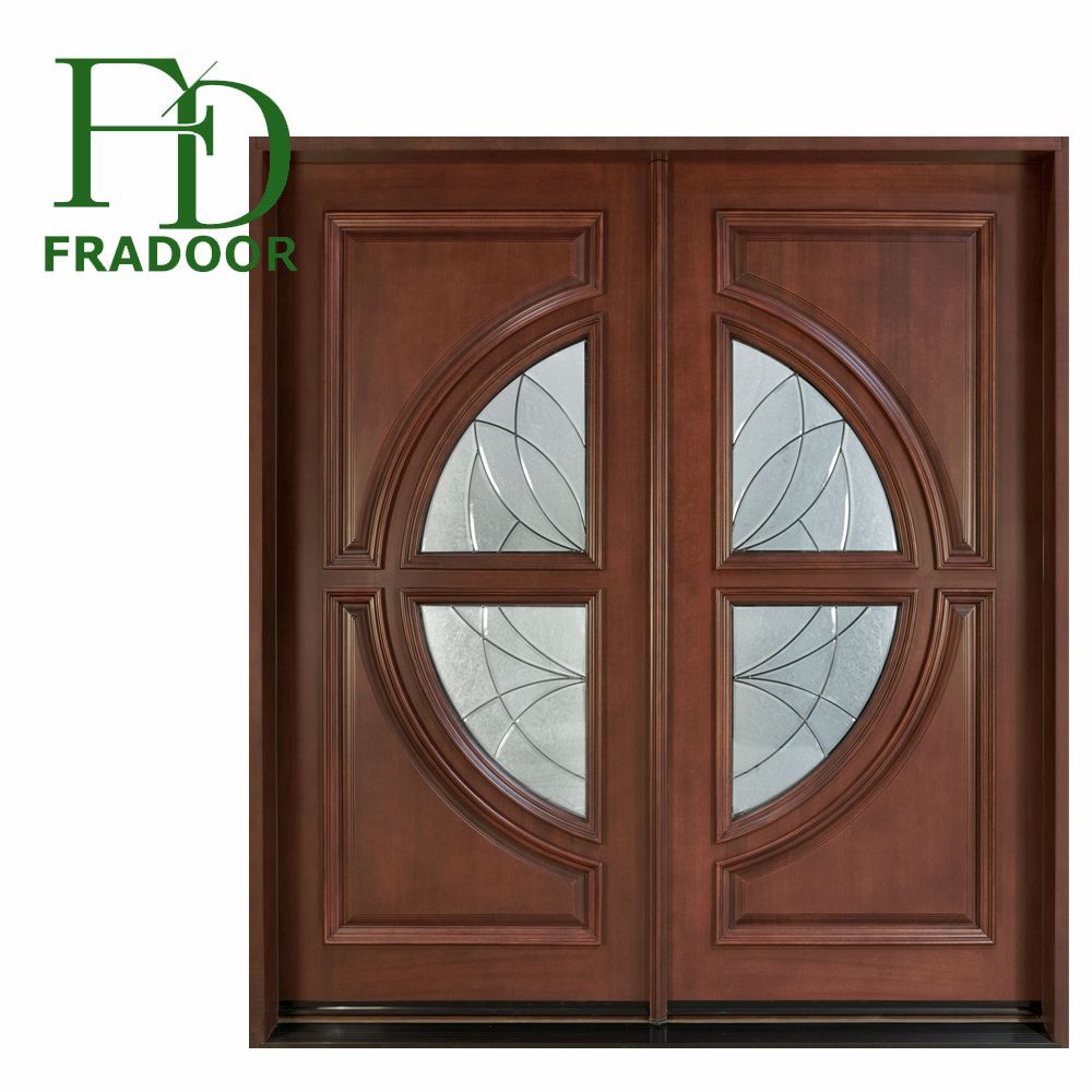Elegent Villa Double Entrance Solid Wooden Door with Timeproof Lock