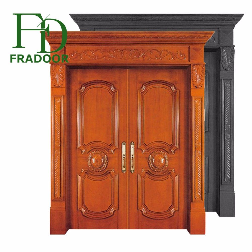 Elegent Villa Double Entrance Solid Wooden Door with Timeproof Lock