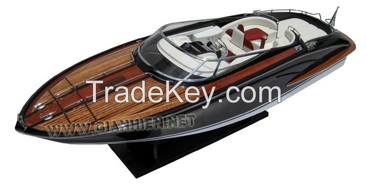 RIVA RAMA 44 DARK PURPLE PAINTED WOODEN MODEL BOAT HIGH QUALITY MADE IN VIETNAM