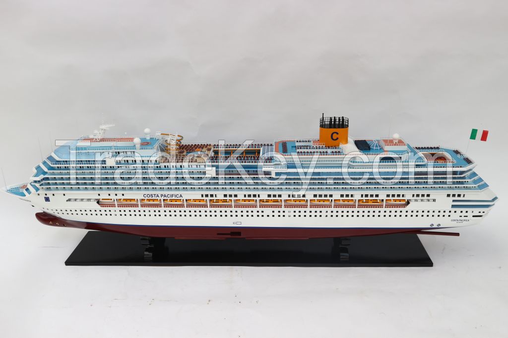 COSTA PACIFICA PAINTED WOODEN MODEL BOAT HIGH QUALITY MADE IN VIETNAM
