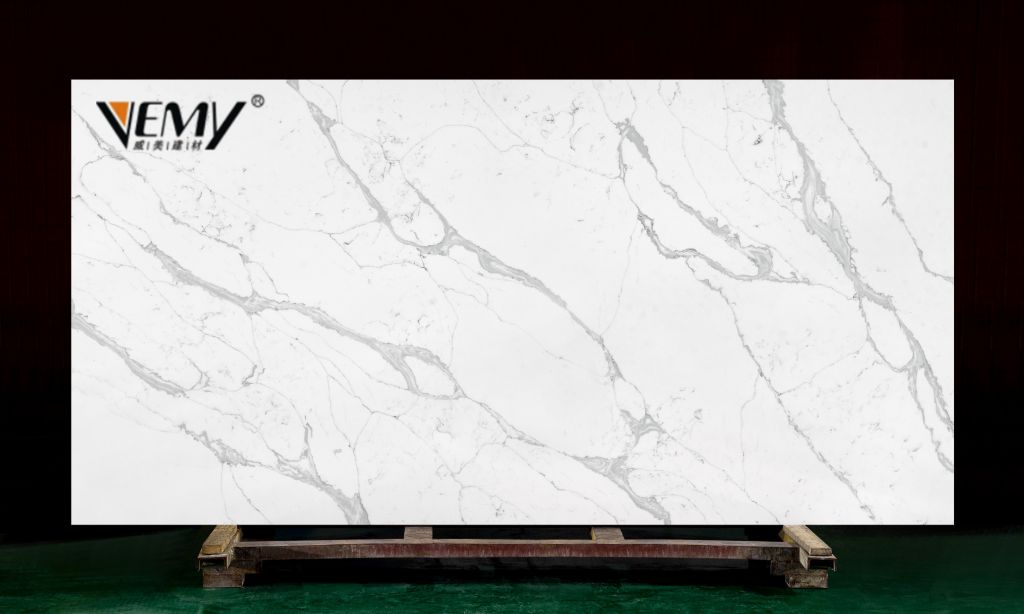 Vemy Calacatta White Veins Quartz Stone Slab