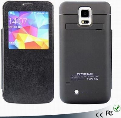 Portable rechargable External Backup Battery Case Charger case shell Flip Cover Power Bank fit S5 i9600 G900 Hot sale