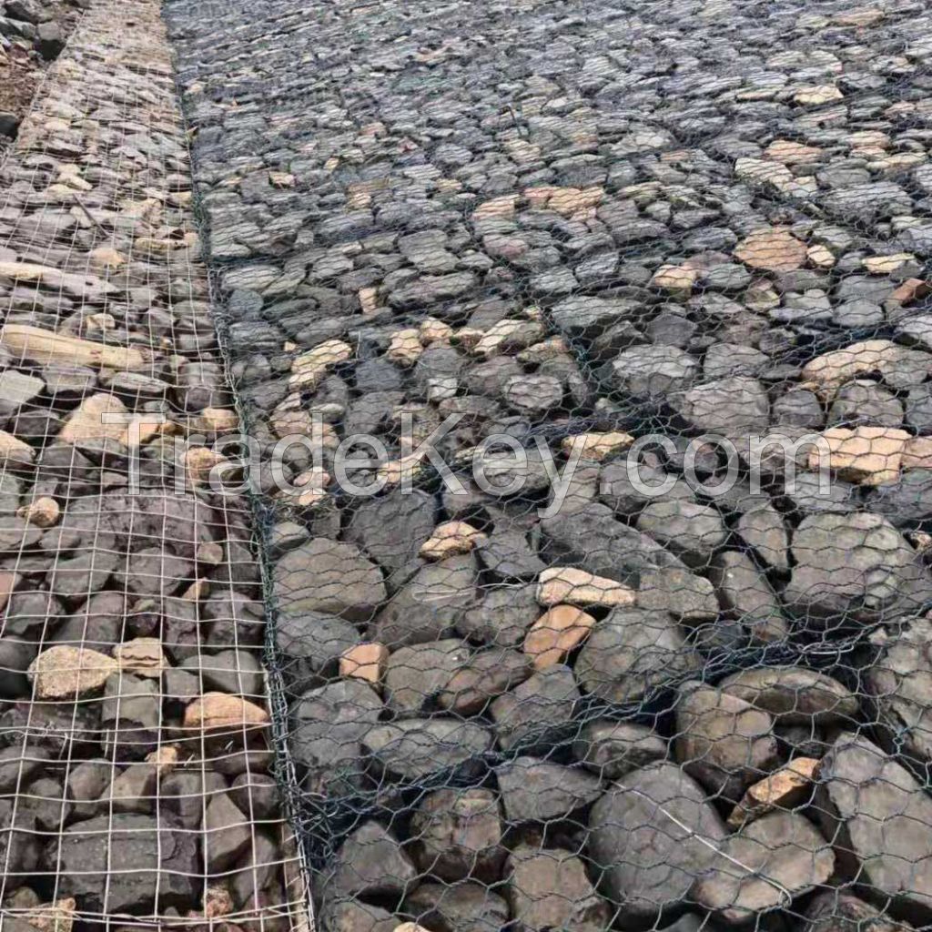 High quality weave by machine rock filled gabion cage protection wall