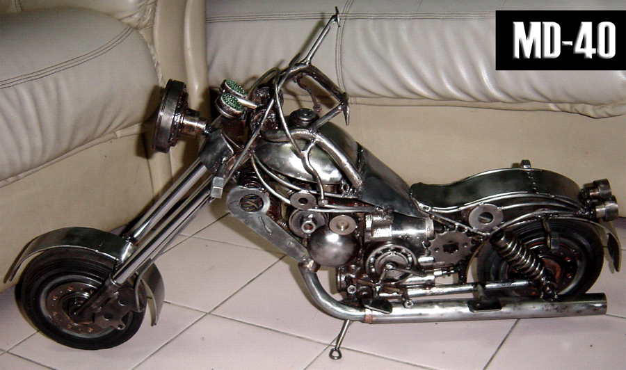 Metal sculpture of Harley