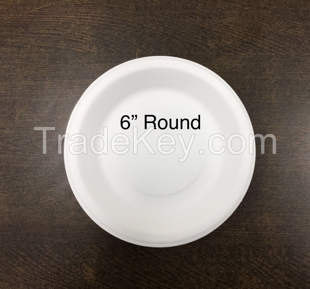 Sugarcane Bagasse Round Plate 6"