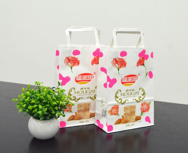 water based ink printing, biodegradable paper bag with handle