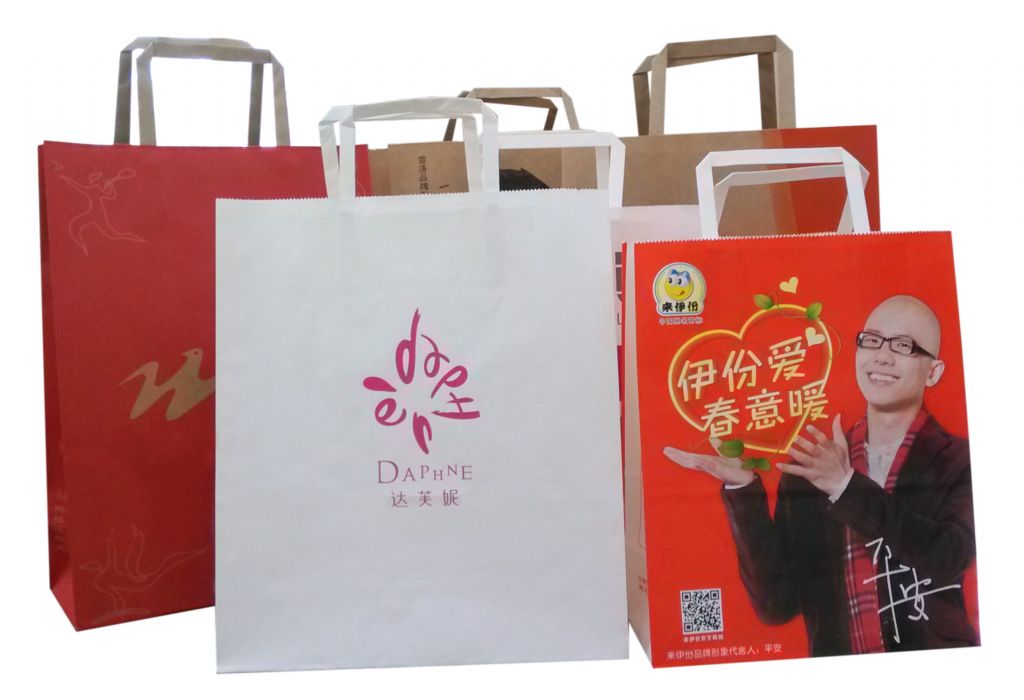 water based ink printing, biodegradable paper bag with handle