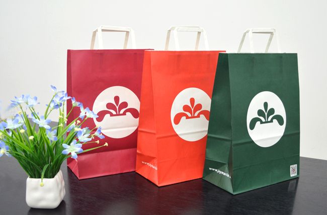 water based ink printing, biodegradable paper bag with handle