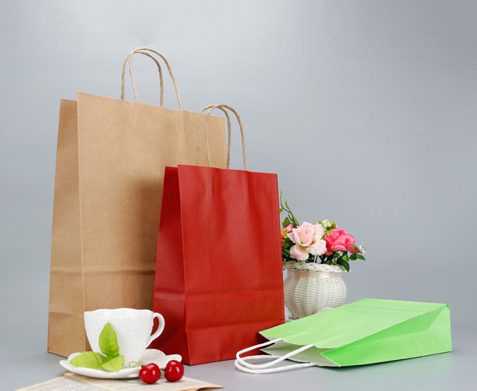 Top quality kraft paper bags with twisted handle for restaurant takeaway