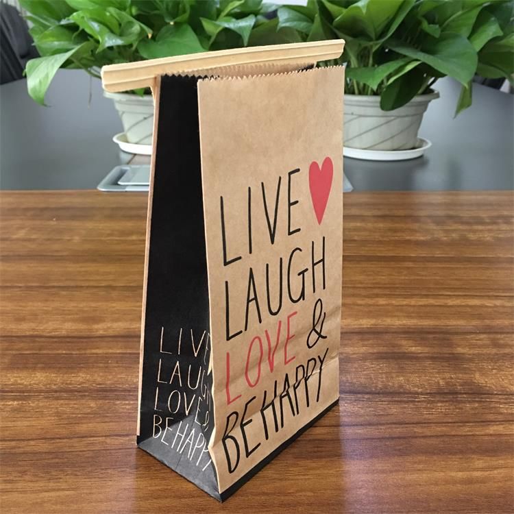 Biodegradable brown kraft paper bag for gift packaging, squarepinched bottom paper bag with tin tie