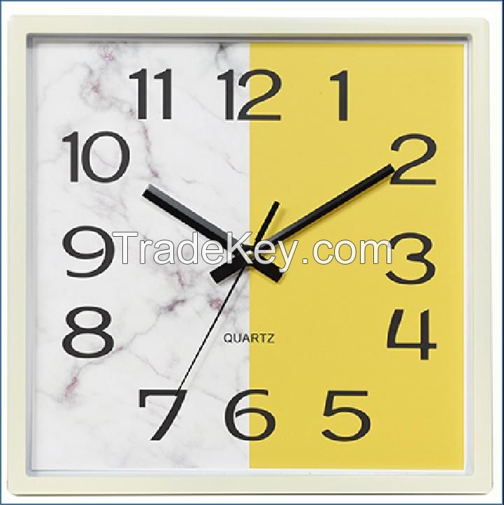 Square Quiet Ticking Wall Clock Nursery Room Bedroom School Classroom