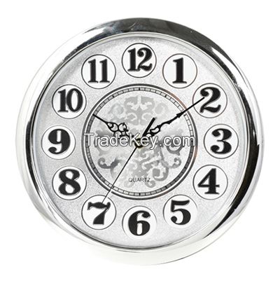 Round Silver Wall Clock Quartz Battery Operated Easy to Read