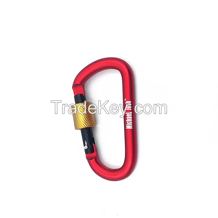 2016 hot selling red rock climbing carabiner with laser logo