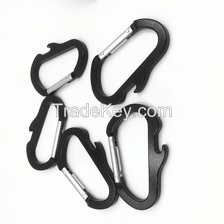D-Ring Snap carabiner with bottle opener Clip Hook Buckle Keychain Keyring Hiking Climbing NEW