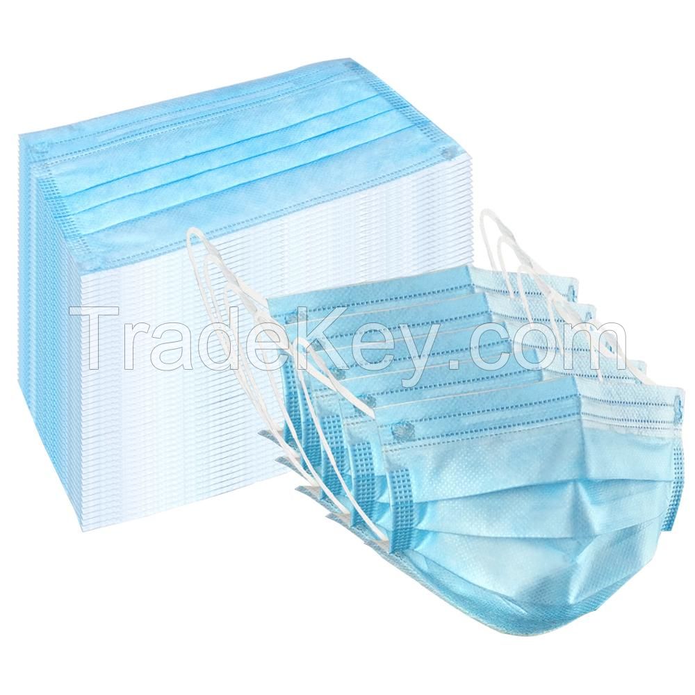 in stock anti-virus non woven disposable anti-dust 3 Ply earloop blue medical face mask manufacturer non N95 