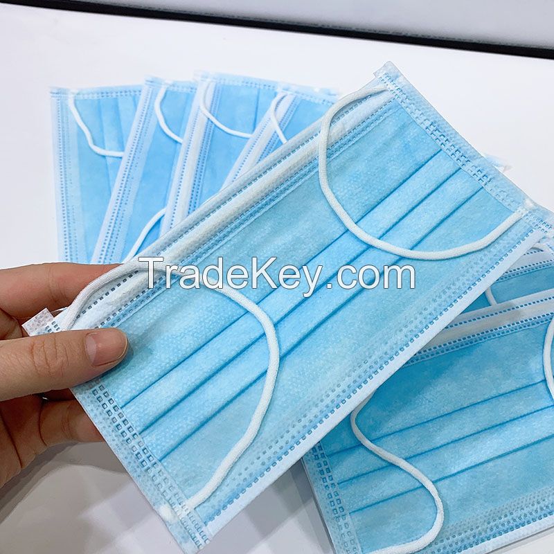 in stock anti-virus non woven disposable anti-dust 3 Ply earloop blue medical face mask manufacturer non N95 