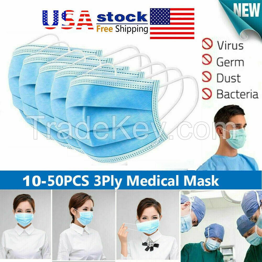 covid19 Disposable 3-Layer Masks, Anti Dust Breathable Disposable Earloop Mouth Face Mask, Comfortable Medical Sanitary Surgical Mask