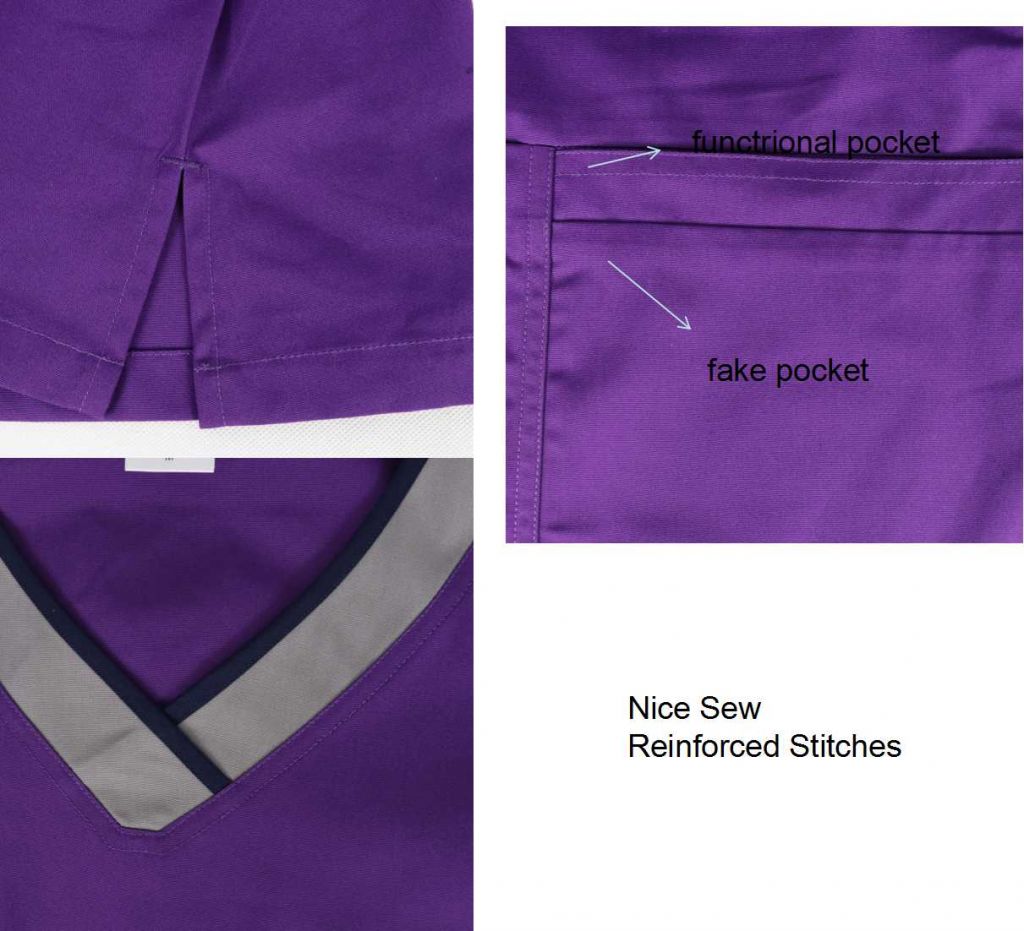 Stylish Breathable V Neck Patchwork Custom Nursing Medical Scrubs Unif