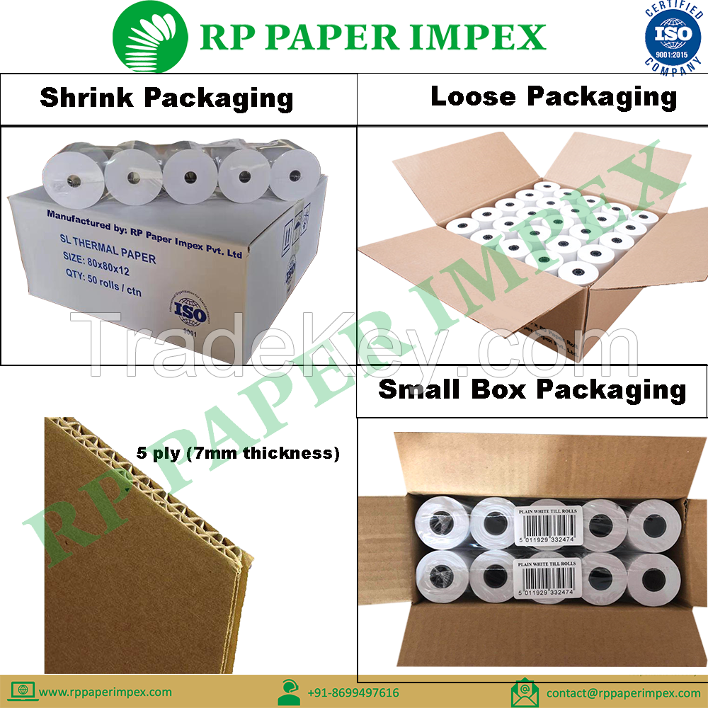 Paper Rolls, Billing POS Parking, Customised Size, Pre-Printing, Manufacturer Exporter 