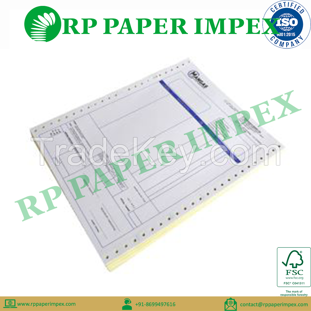 Pre Printed Continuous Computer Paper Form, Customised Size and GSM, Manufacturer Bulk Quantity Supplier 