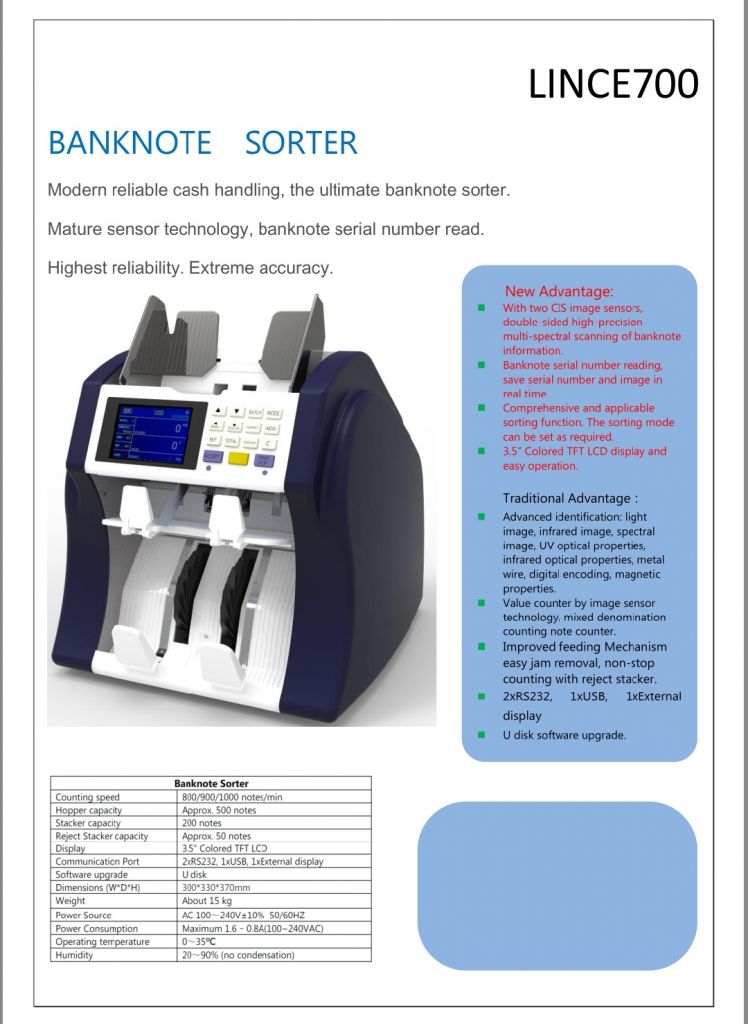 value sorter banknote counter bill counter