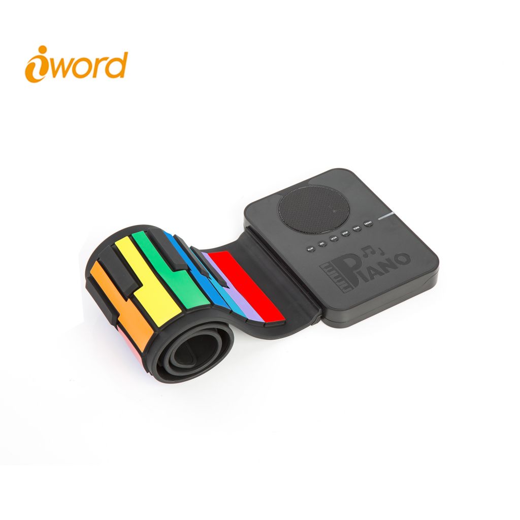 iword S3037C 37 Keys Roll Up Piano With Speaker In Rainbow Color