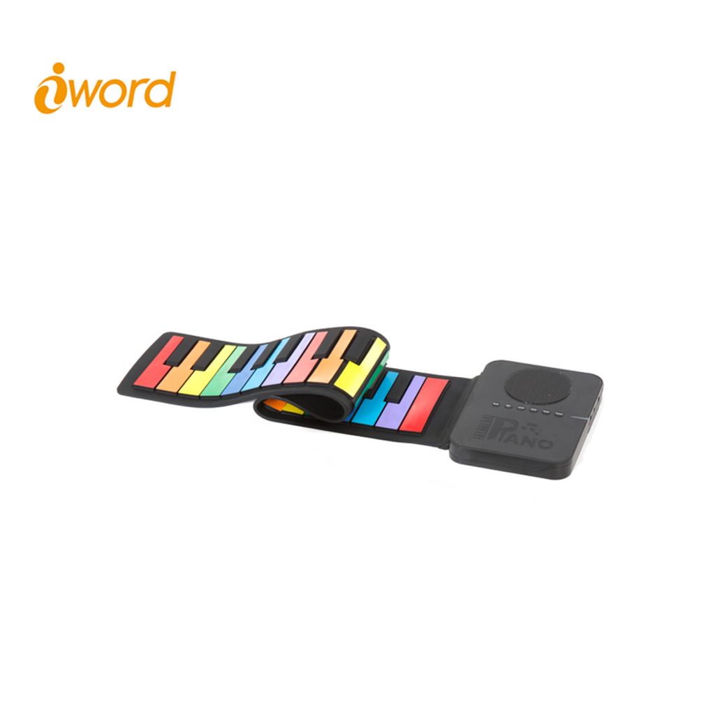 iword S3037C 37 Keys Roll Up Piano With Speaker In Rainbow Color