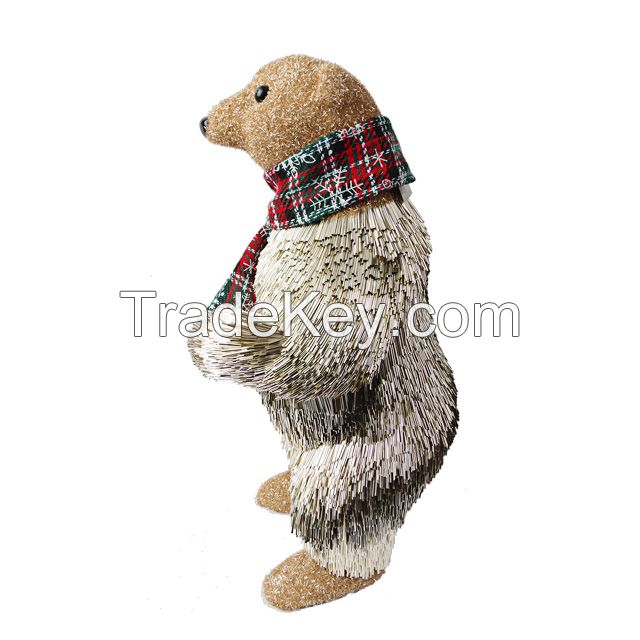 Standing Bear scarf Christmas bear glittery decorations