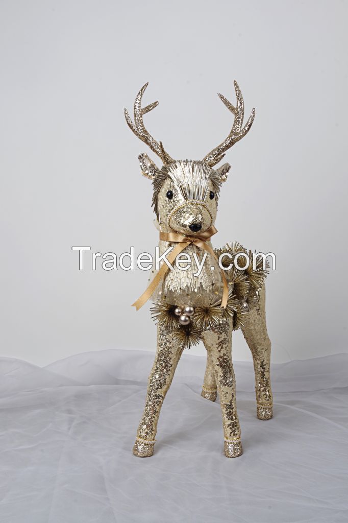 Handmade Christmas reindeer PET glittery tubes decorative deer