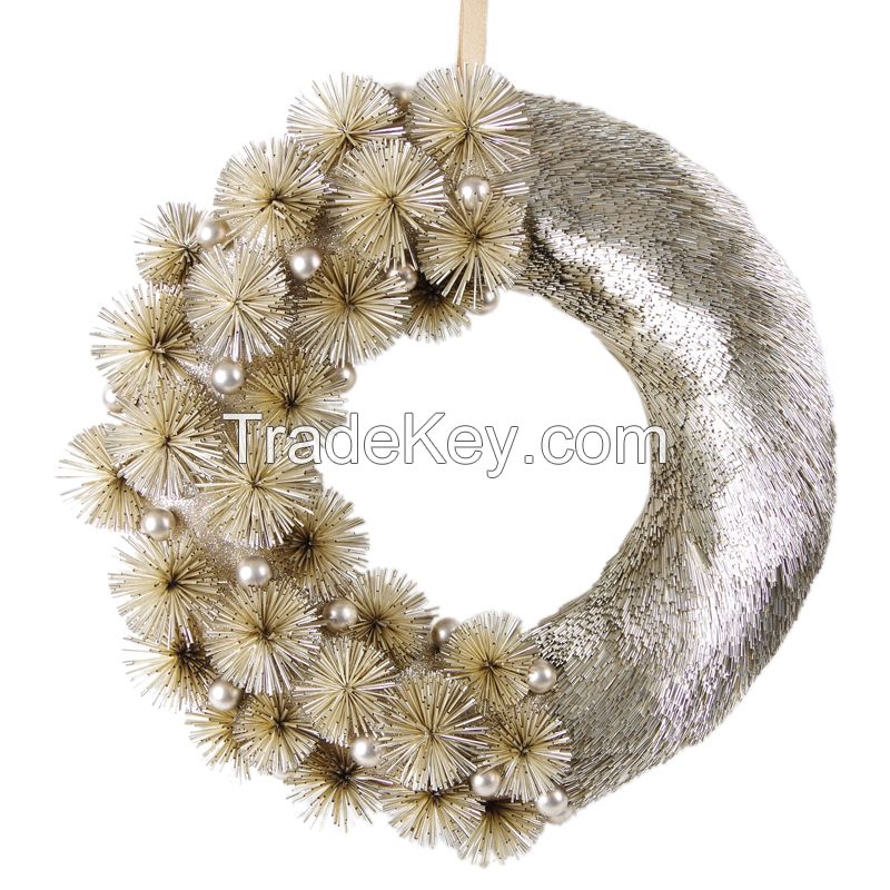 New design Christmas wreath PET glittery tubes flower wreath