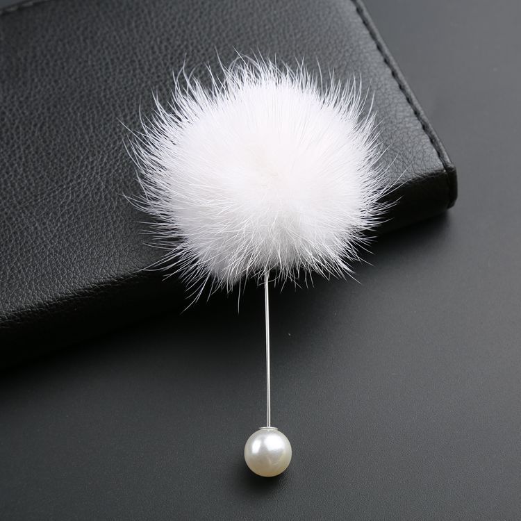 Brooches for Women's Accessory Pin Long Needle Lovely Mink Fur Ball Brooch Set Luxury Brooch Pin Cc Brooch Gifts for Men 