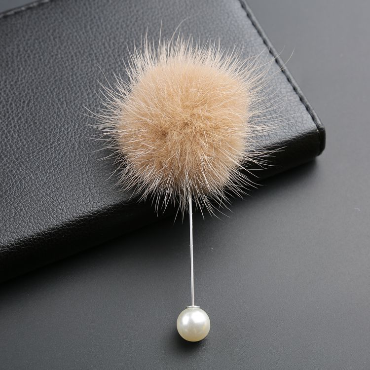 Brooches for Women's Accessory Pin Long Needle Lovely Mink Fur Ball Brooch Set Luxury Brooch Pin Cc Brooch Gifts for Men 