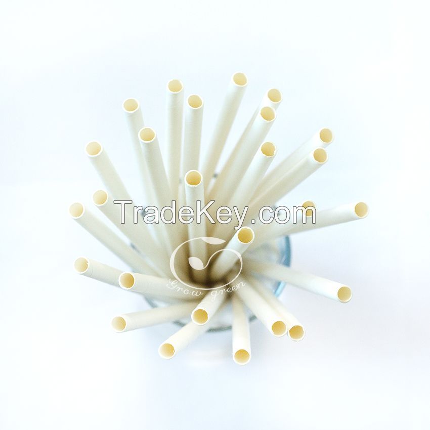 Manufactory price, FDA SGS Environmentally friendly biodegradable compostable natural solid white paper straw (6mmx197mm).