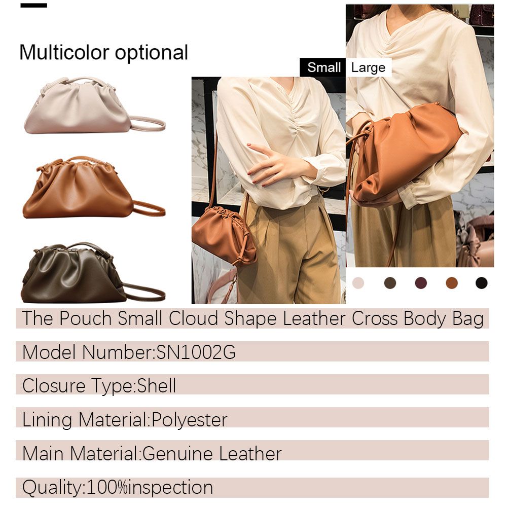 2020 ladies leather Women cloud shape clutch dumpling pouch handbags