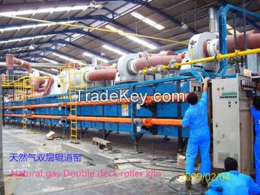 Roller kiln with double deck natural gas