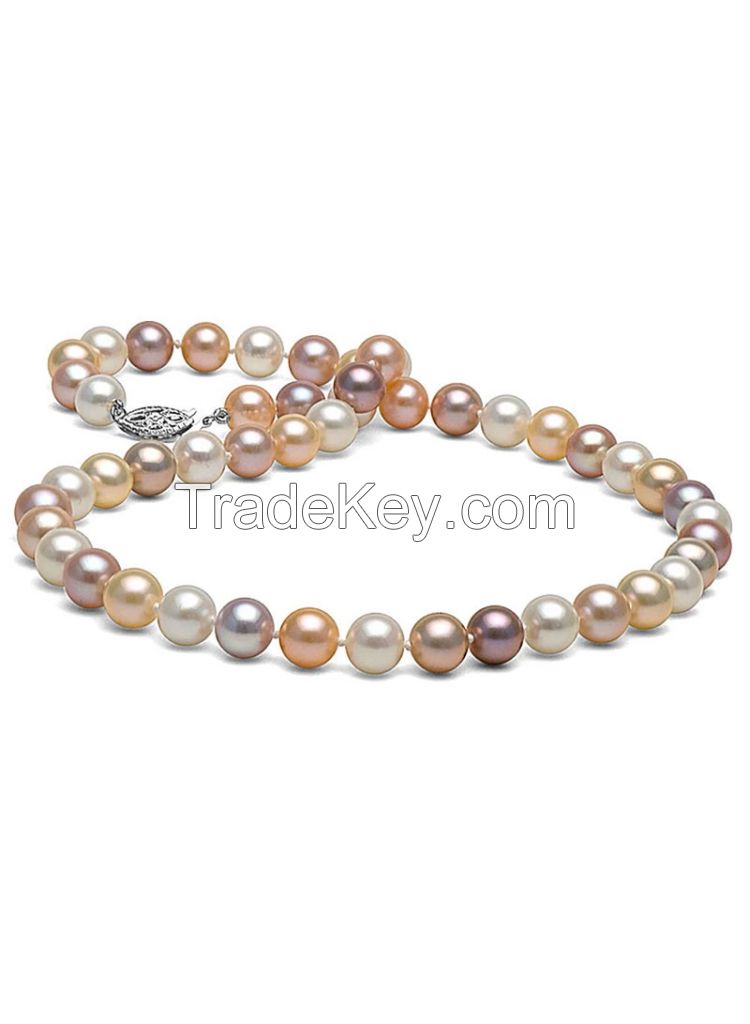 Multicolor Freshwater Pearl Necklace, 7.5-8.0mm Aa+