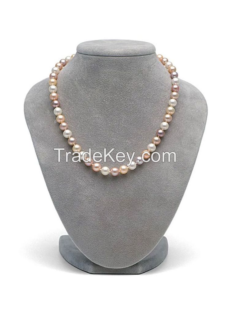 Multicolor Freshwater Pearl Necklace, 7.5-8.0mm Aa+