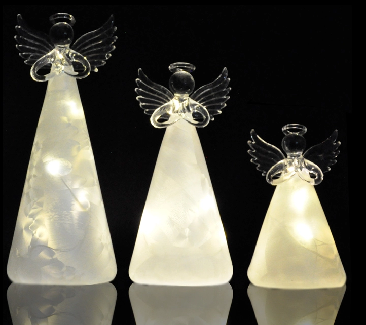 Hot Sale Beautiful Blown Small Clear Glass Angel Christmas Ornaments Figurine For Xmas Holiday Gift and Decoration