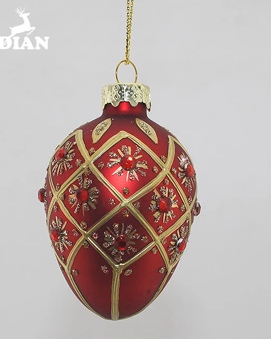 Yangzhou Factory Wholesale Hand Blown Hanging Christmas Decorative Easter Eggs Glass Ornaments For Gift and Decoration